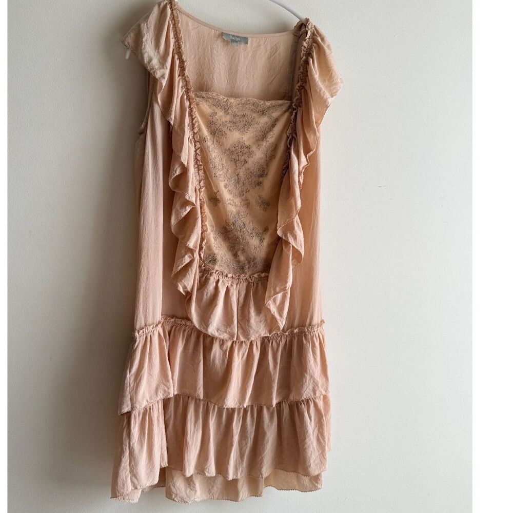 Ethereal Silk & lace embellished mini dress - S